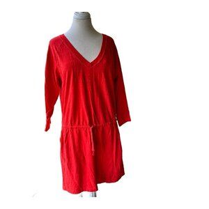 GAP T-Shirt Dress Women's Dress Solid Red 100% Cotton Long Size L